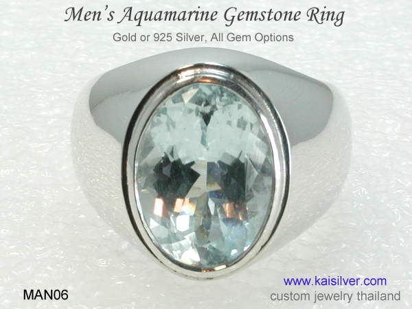 big aqumarine gemstone ring custom