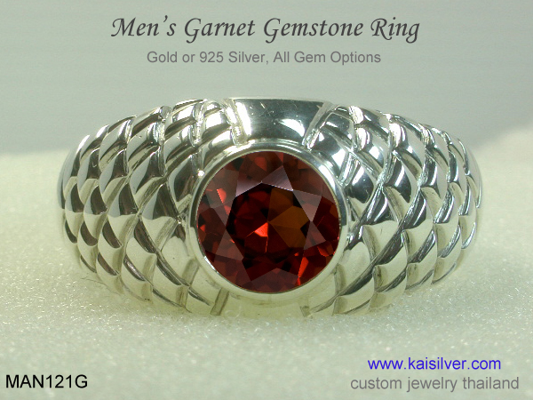 men's rings garnet gemstone