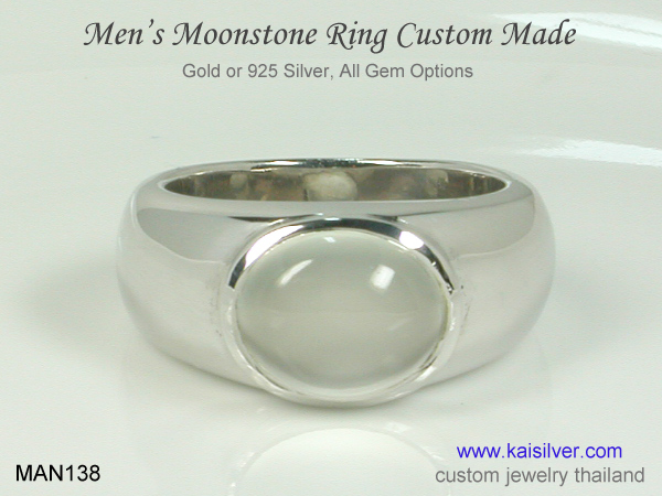 silver ring for men with moonstone