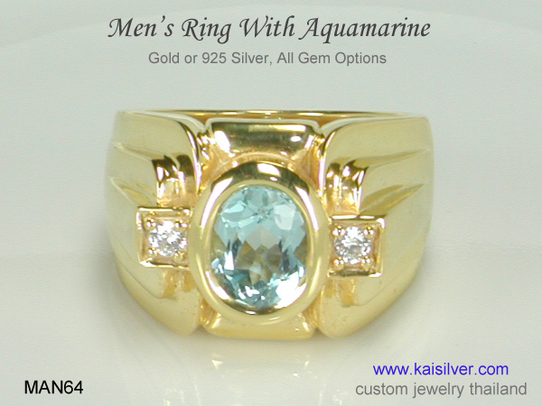 wedding ring for men gemstone aquamarine