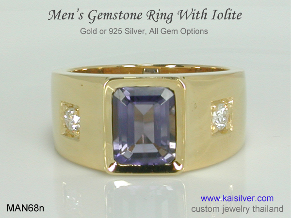 iolite gemstone ring for men